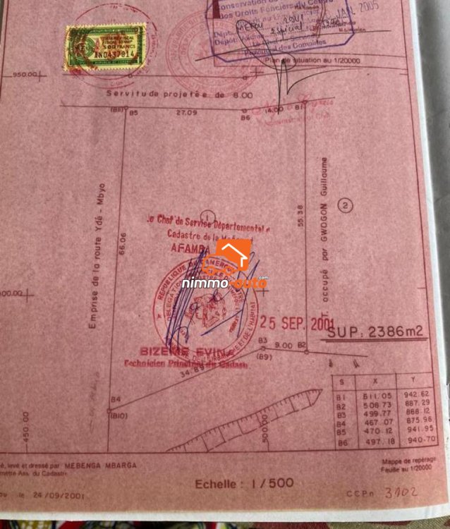 Terrain titré à vendre à Odza toutouli