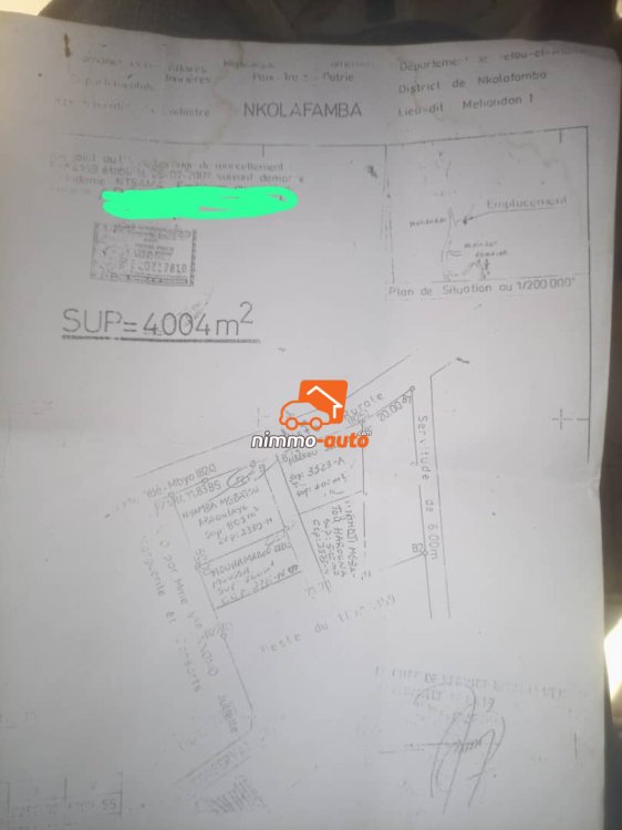 terrain titré à vendre à odza fecafoot