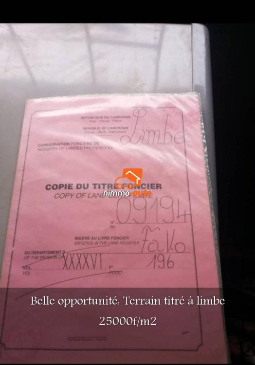 Terrain titré à vendre à Limbe