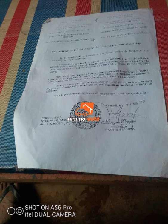 Terrain à vendre à Emana au niveau de Bilick